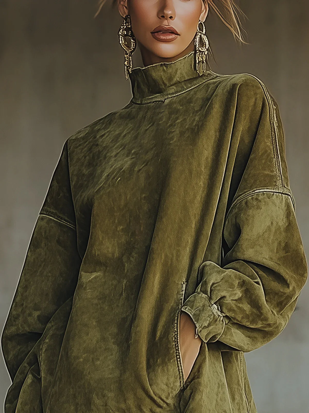 AMALIA - SUEDE HIGH NECK DRESS WITH FRINGE - Image 4