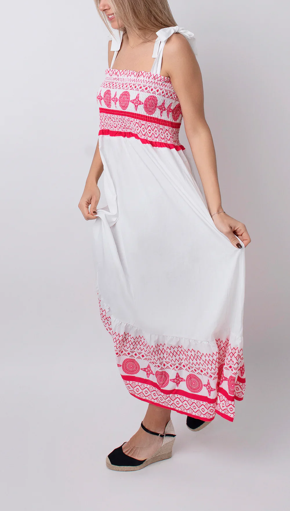 AMOURÉ™ – SWEET CASUAL DRESS WITH PRINT, RUCHING, SQUARE NECKLINE & STRAPS - Image 3