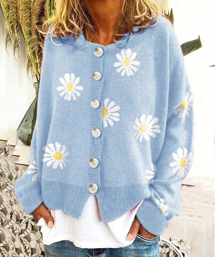 Angel - Cute Cardigan With Daisies - Image 4