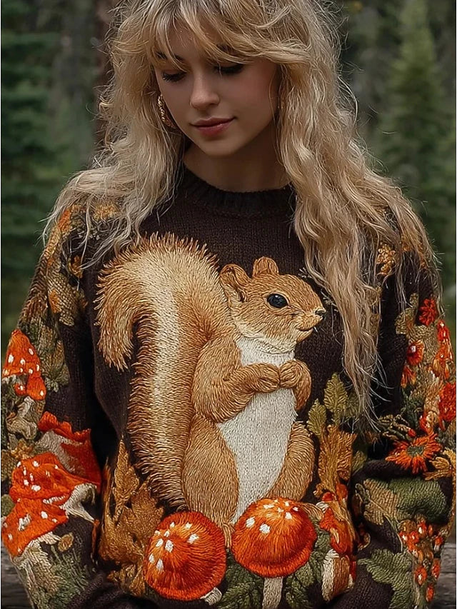 Women's Casual Animal Graphic Knit Pullover - Image 4