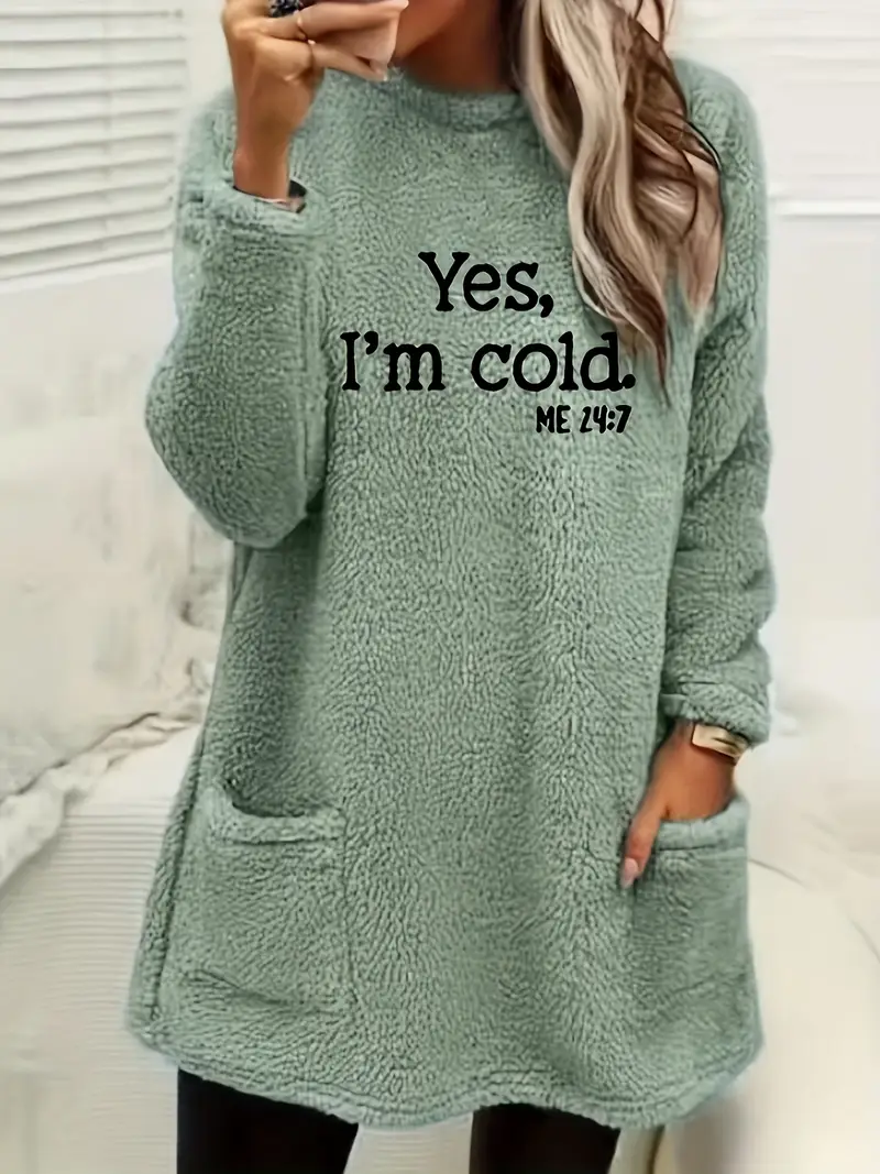 ANNA™ COZY LETTER PRINT FLEECE PULLOVER SWEATSHIRT - Image 6