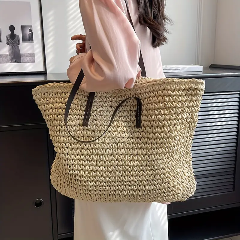 ARIA™ STRAW WOVEN LARGE CAPACITY TOTE BAG - Image 5