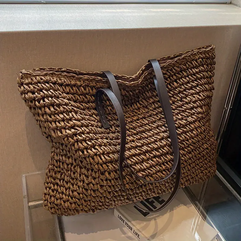 ARIA™ STRAW WOVEN LARGE CAPACITY TOTE BAG - Image 9