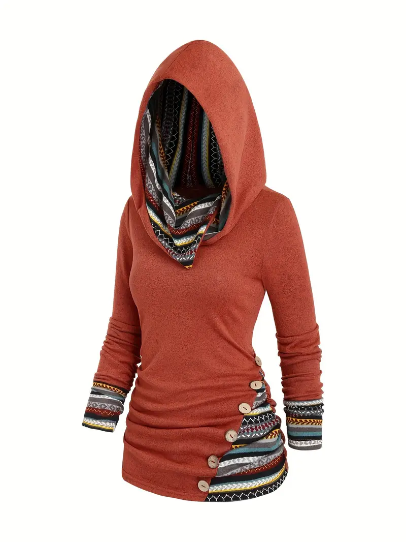 AVRA™ FASHION STRIPED KNIT HOODED SWEATSHIRT - Image 4