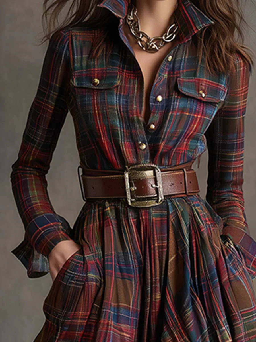 BEATRICE™ | BELTED PLAID MAXI DRESS - Image 4