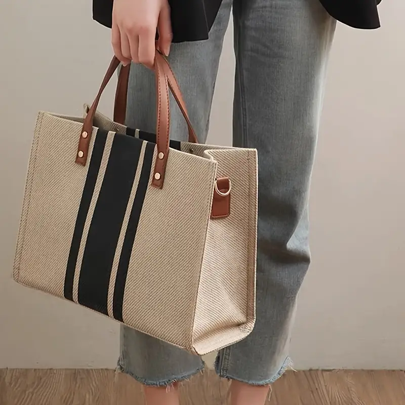 CHARLOTTE™ STRIPED CANVAS TOTE BAG - Image 5