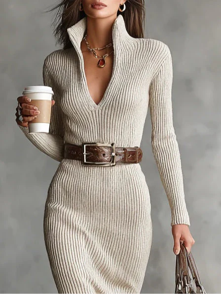 CLARA - KNIT DRESS WITH MOCK TURTLENECK - Image 3