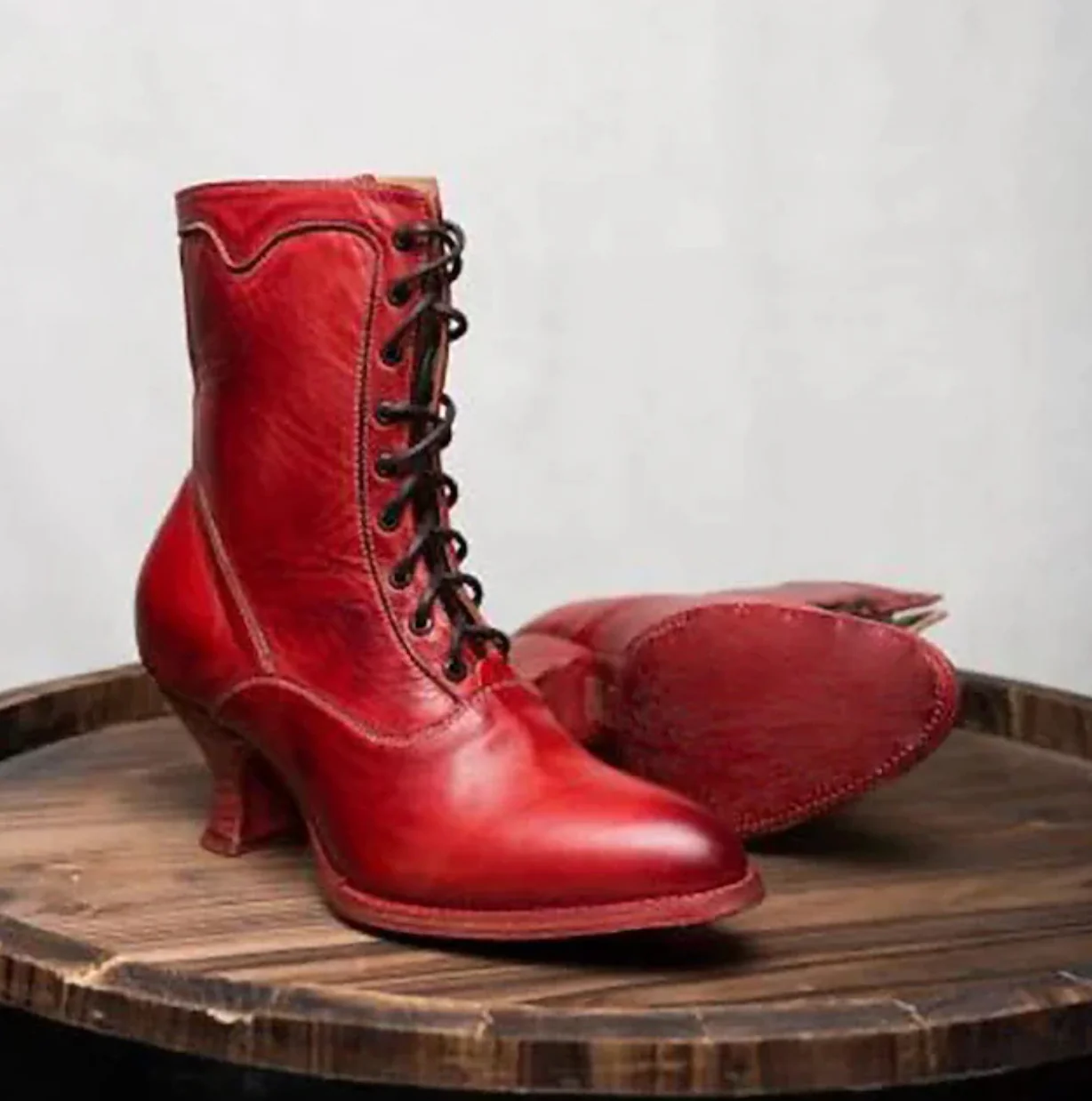 CORDELIAS™ WOMEN'S BLACK VINTAGE LACE-UP ANKLE BOOTS - Image 5