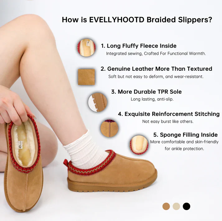 COZY SUEDE BRAIDED FLUFFY FUR SLIP-ON SHOES - Image 10
