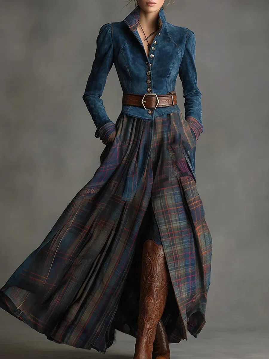 EDURNE ║ Blue suede maxi dress