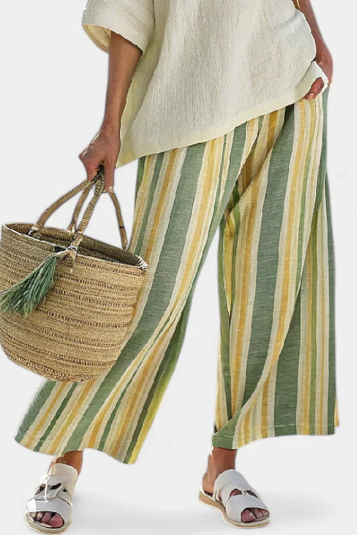 ELLOWYN™ SOPHISTICATED TOP & STRIPED LINEN PANTS - Image 2