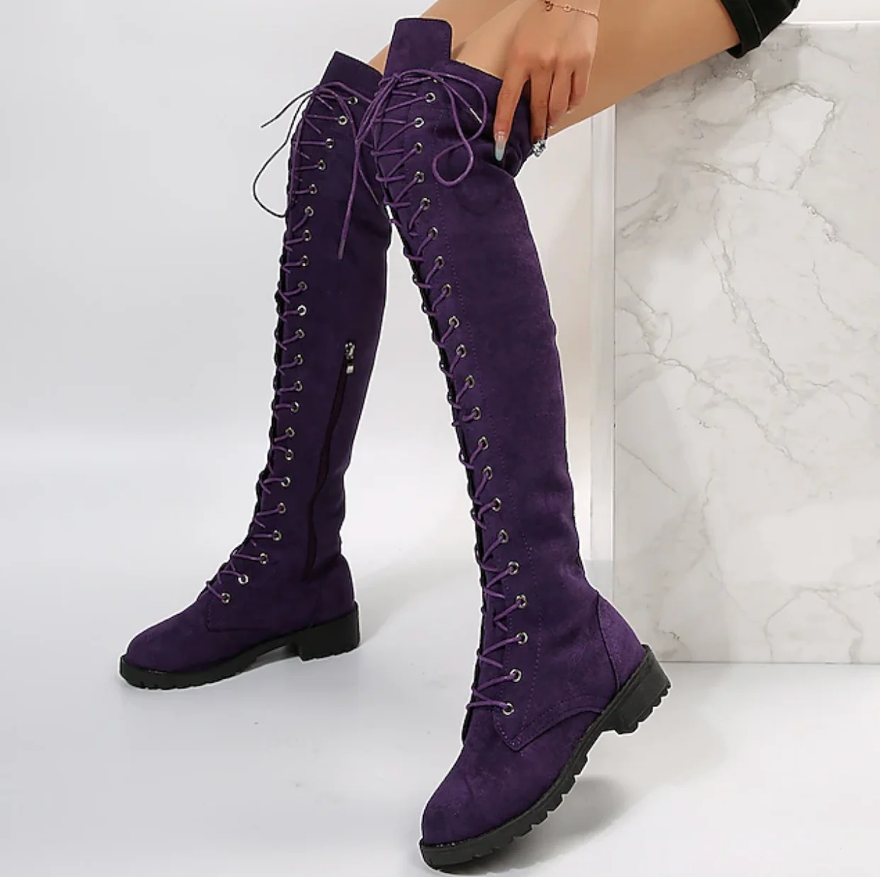 ELYS™ WOMEN'S ELEGANT SUEDE FLAT HEEL BOOTS - Image 3