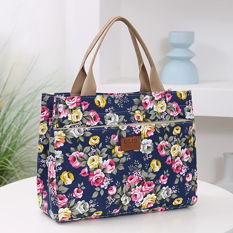 FLORA BLOOM™ — DURABLE FLORAL PRINT TOTE BAG WITH ZIP CLOSURE - Image 11