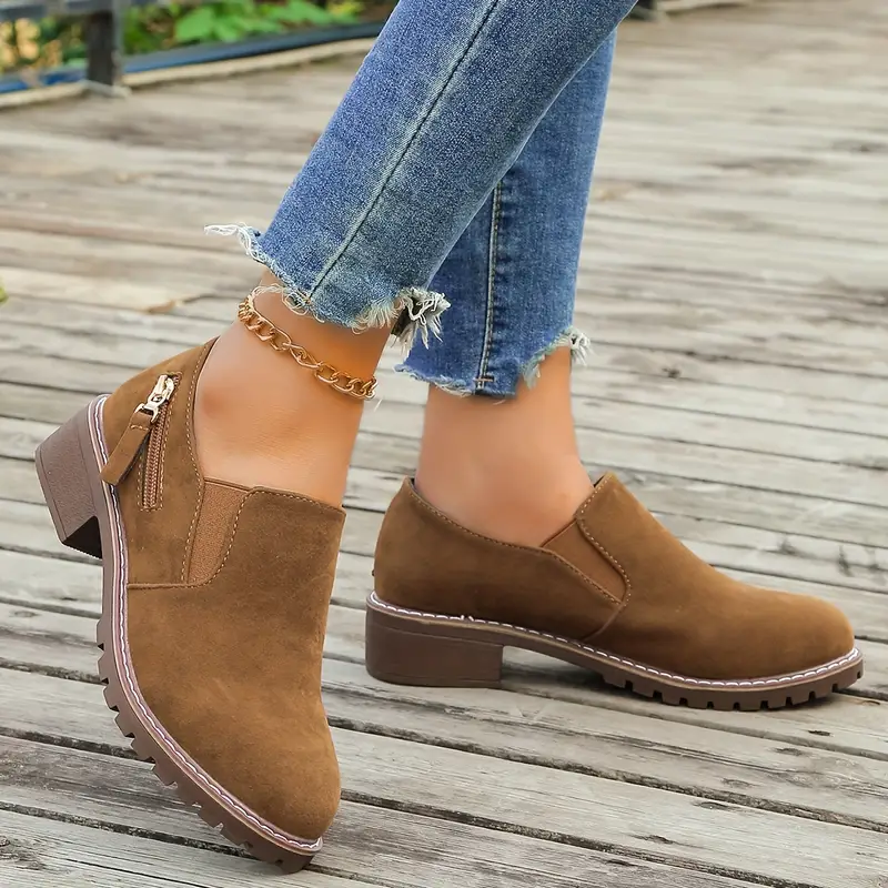 HARLYN™ WOMEN SIDE ZIPPER DECOR LOW HEEL BOOTS - Image 3