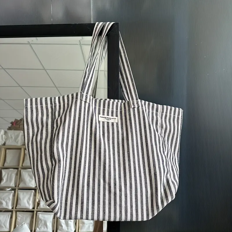 HARPER™ VERTICAL STRIPED FABRIC SHOPPING BAG - Image 4