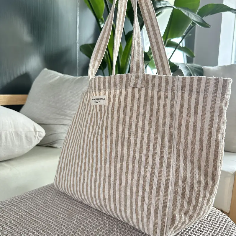 HARPER™ VERTICAL STRIPED FABRIC SHOPPING BAG - Image 5