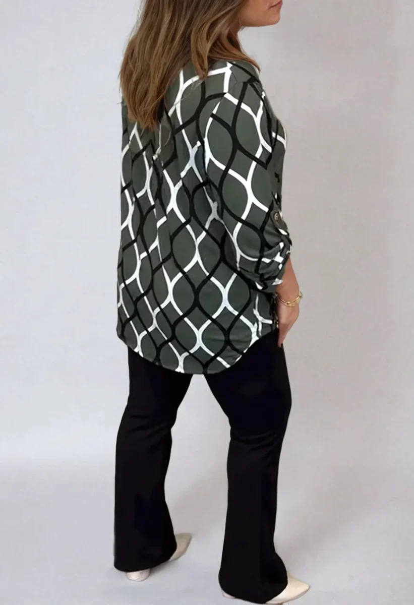 JANNITA LONG SLEEVE BLOUSE - ELEGANT PATTERN CASUAL TOP - Image 4