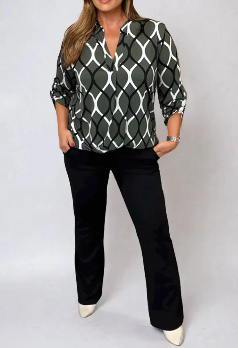 JANNITA LONG SLEEVE BLOUSE - ELEGANT PATTERN CASUAL TOP - Image 5