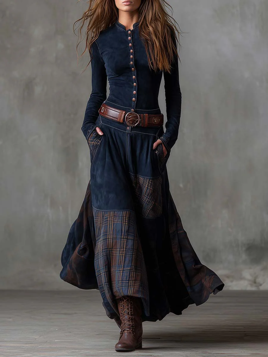 LILY™ | BELTED SUEDE MAXI DRESS