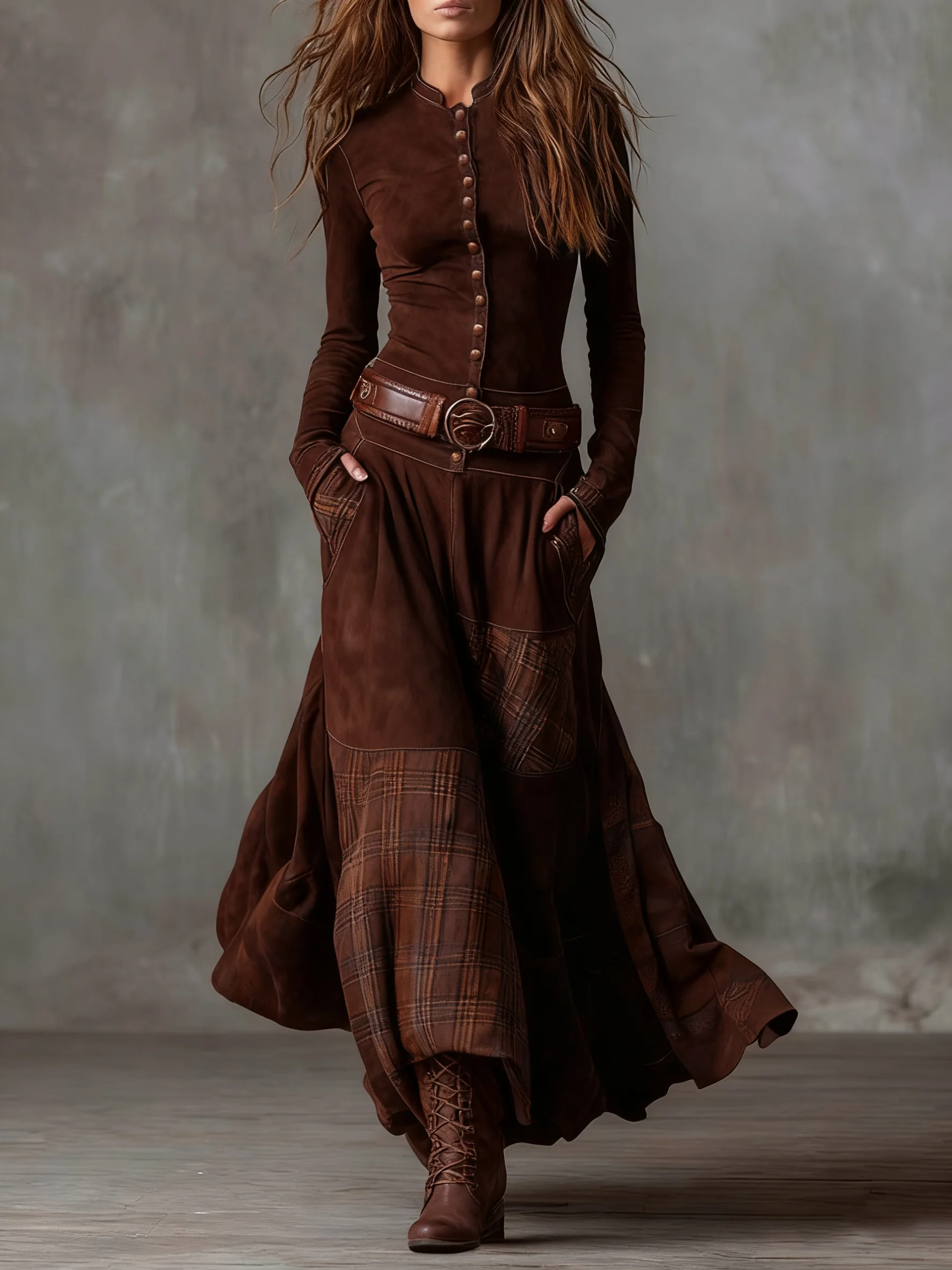 LILY™ | BELTED SUEDE MAXI DRESS - Image 3
