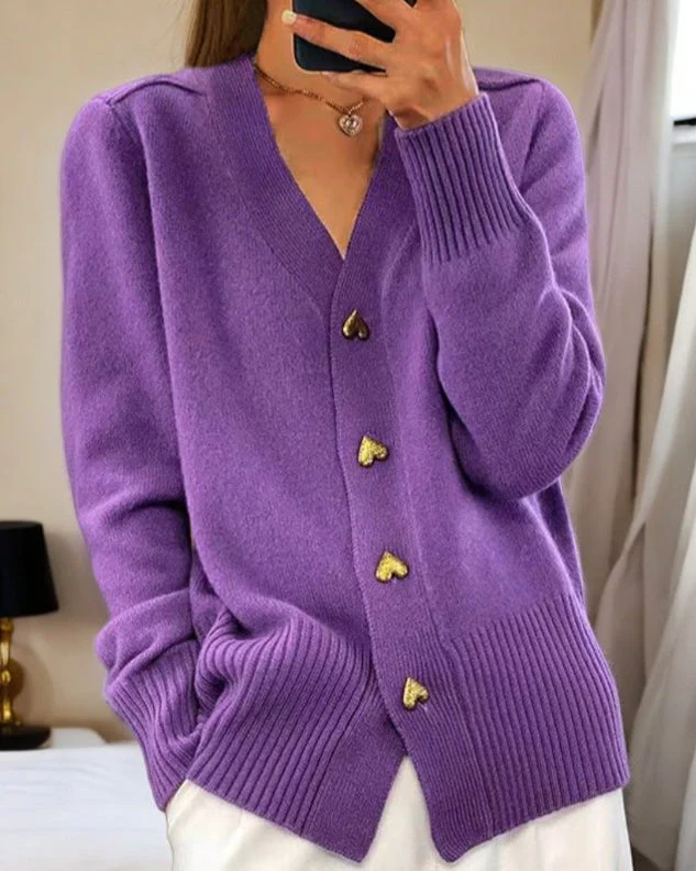 LIORAH - ELEGANT HEART BUTTON CARDIGAN - Image 3