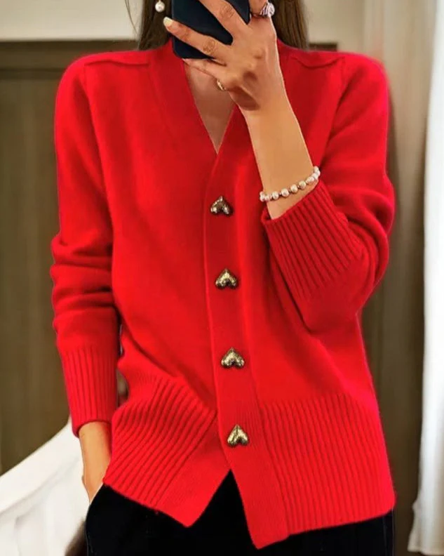 LIORAH - ELEGANT HEART BUTTON CARDIGAN - Image 4