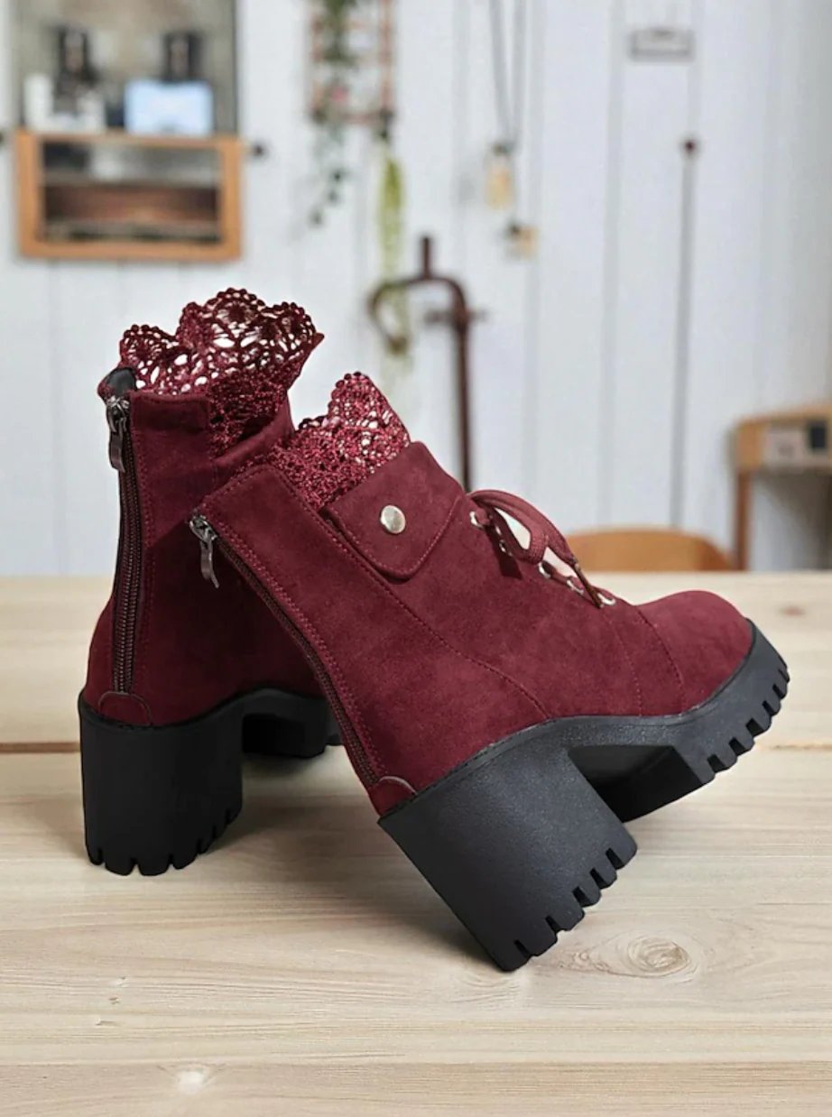 MAIA™ WOMEN'S BROWN FAUX SUEDE VINTAGE ANKLE BOOTS - Image 4