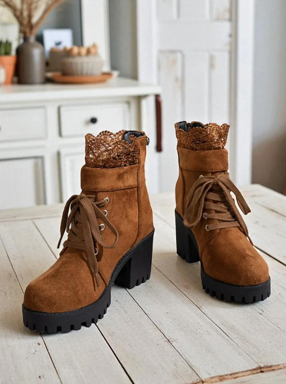 MAIA™ WOMEN'S BROWN FAUX SUEDE VINTAGE ANKLE BOOTS - Image 6