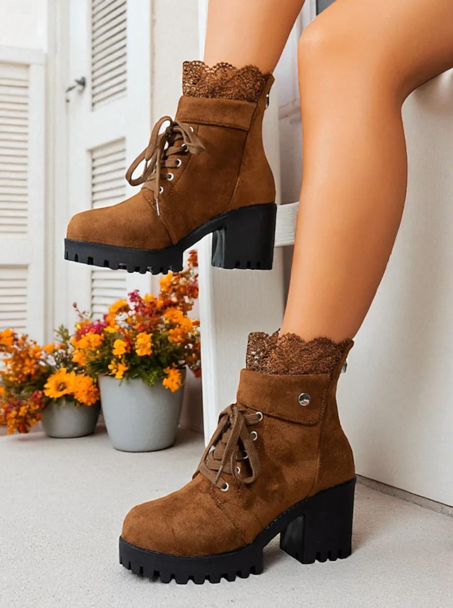 MAIA™ WOMEN'S BROWN FAUX SUEDE VINTAGE ANKLE BOOTS - Image 7
