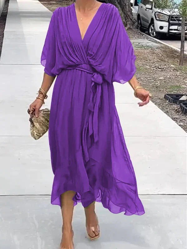 MONAÉ™ – ELEGANT V-NECK CHIFFON DRESS - Image 3