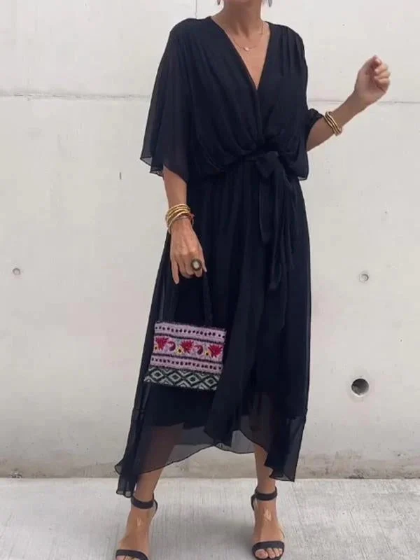 MONAÉ™ – ELEGANT V-NECK CHIFFON DRESS - Image 9