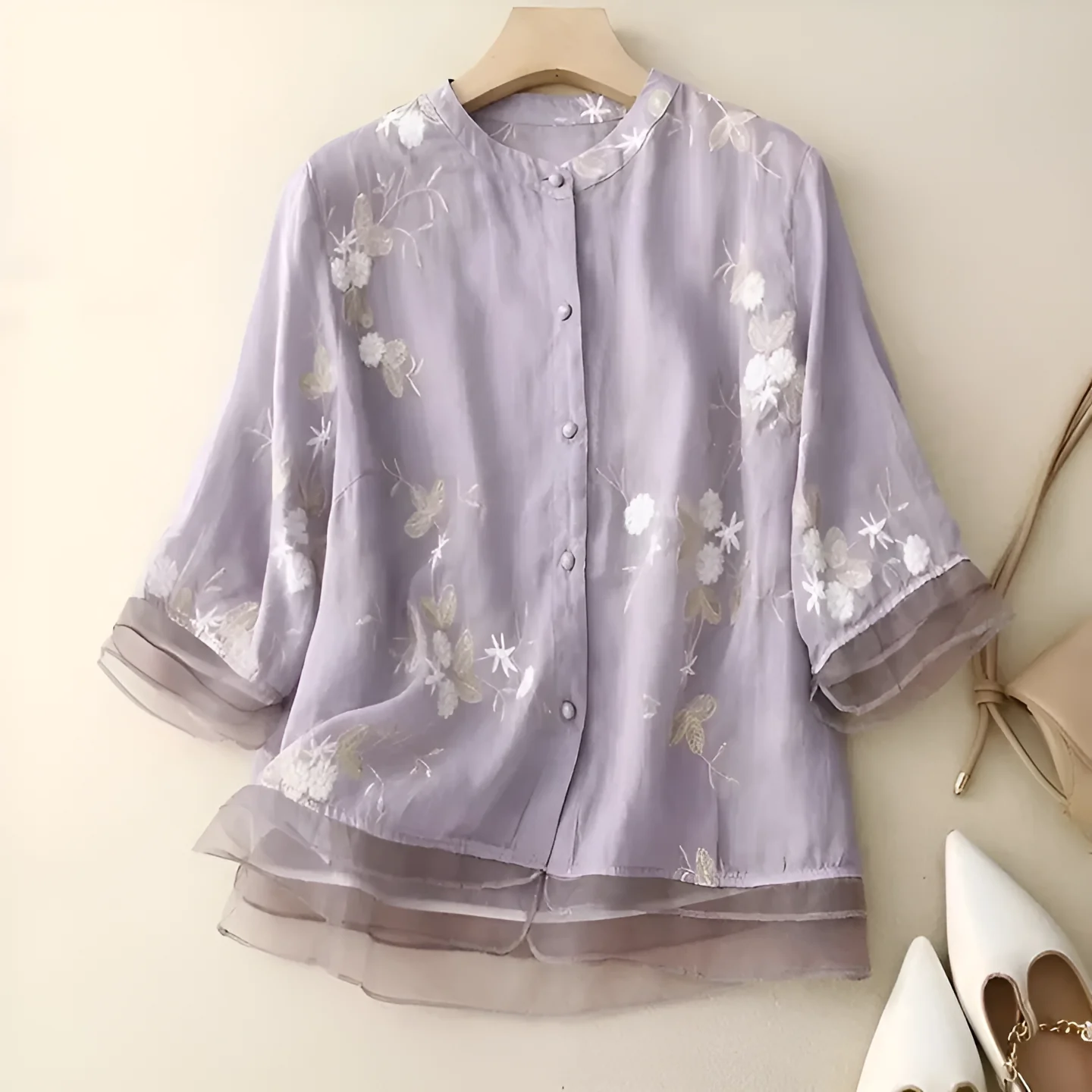 NELLIE™ | ELEGANT TOP WITH EMBROIDERED FLOWERS - Image 5