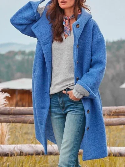 NOIRE™ – LONG WOOL COAT WITH BUTTONS FOR WOMEN - Image 4