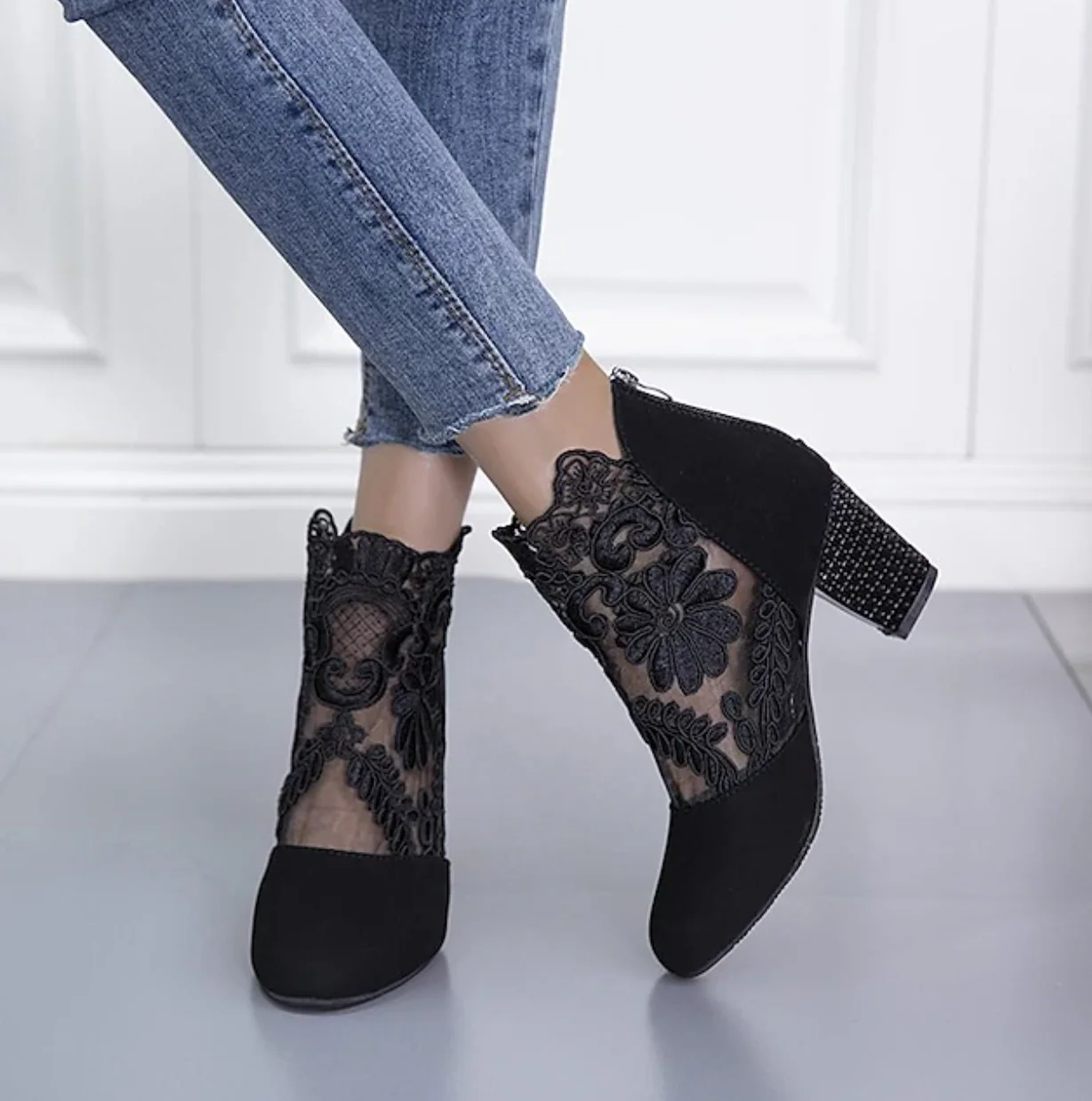 OPHELIAS™ WOMEN'S LACE EMBROIDERED ANKLE BOOTS - Image 2