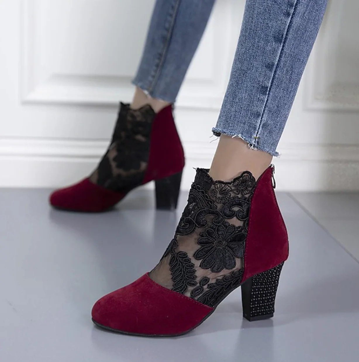 OPHELIAS™ WOMEN'S LACE EMBROIDERED ANKLE BOOTS - Image 5
