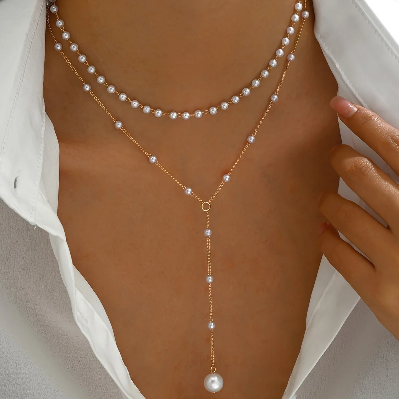 PEARLÉA LUXE™ — 1PC VINTAGE DOUBLE-LAYER TASSEL NECKLACE - Image 3