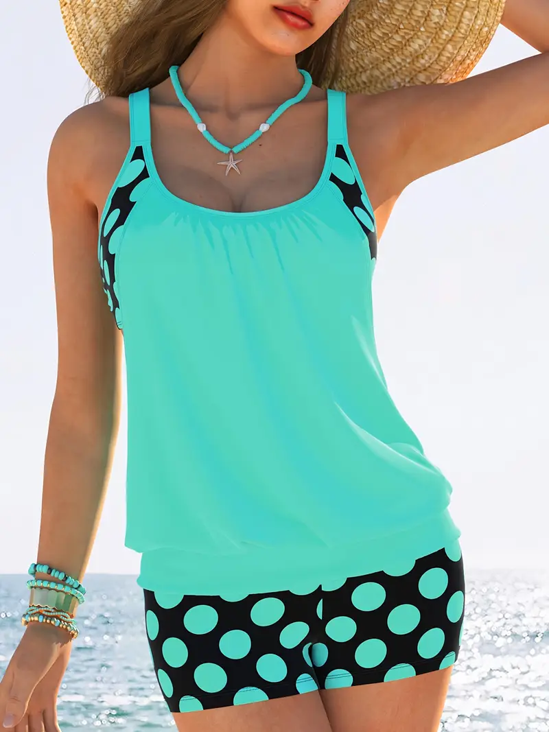 WOMEN'S POLKA DOT TANKINI SWIMWEAR SET - Image 3
