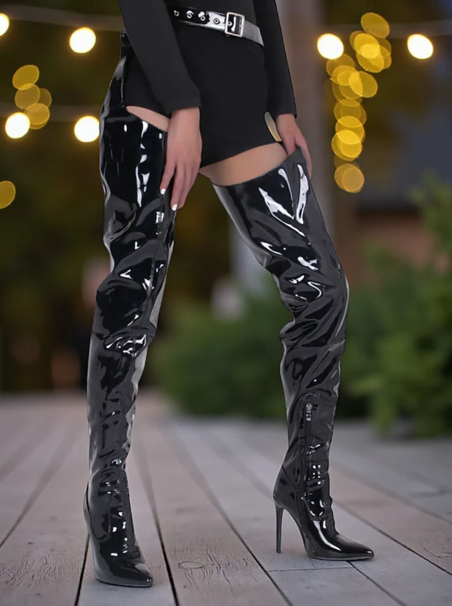 SCARLETTA™ WOMEN'S RED PATENT LEATHER STILETTO BOOTS - Image 4