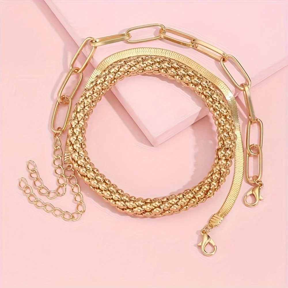 SERPENT GLAM™ — 3-PIECE GOLDEN VINTAGE SNAKE BONE BRACELET SET - Image 3