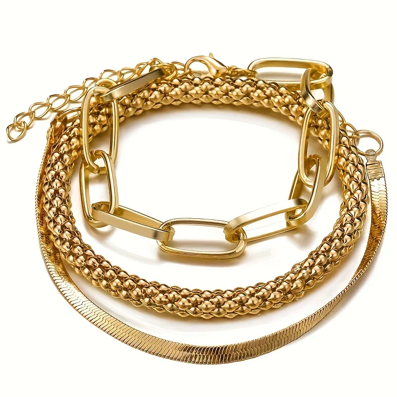 SERPENT GLAM™ — 3-PIECE GOLDEN VINTAGE SNAKE BONE BRACELET SET - Image 5