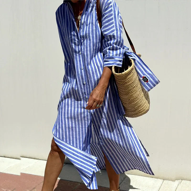 SHIRT DRESS WITH STRIPES AND ELEGANT DESIGN FOR DAILY WEAR OR EVENTS - Image 3