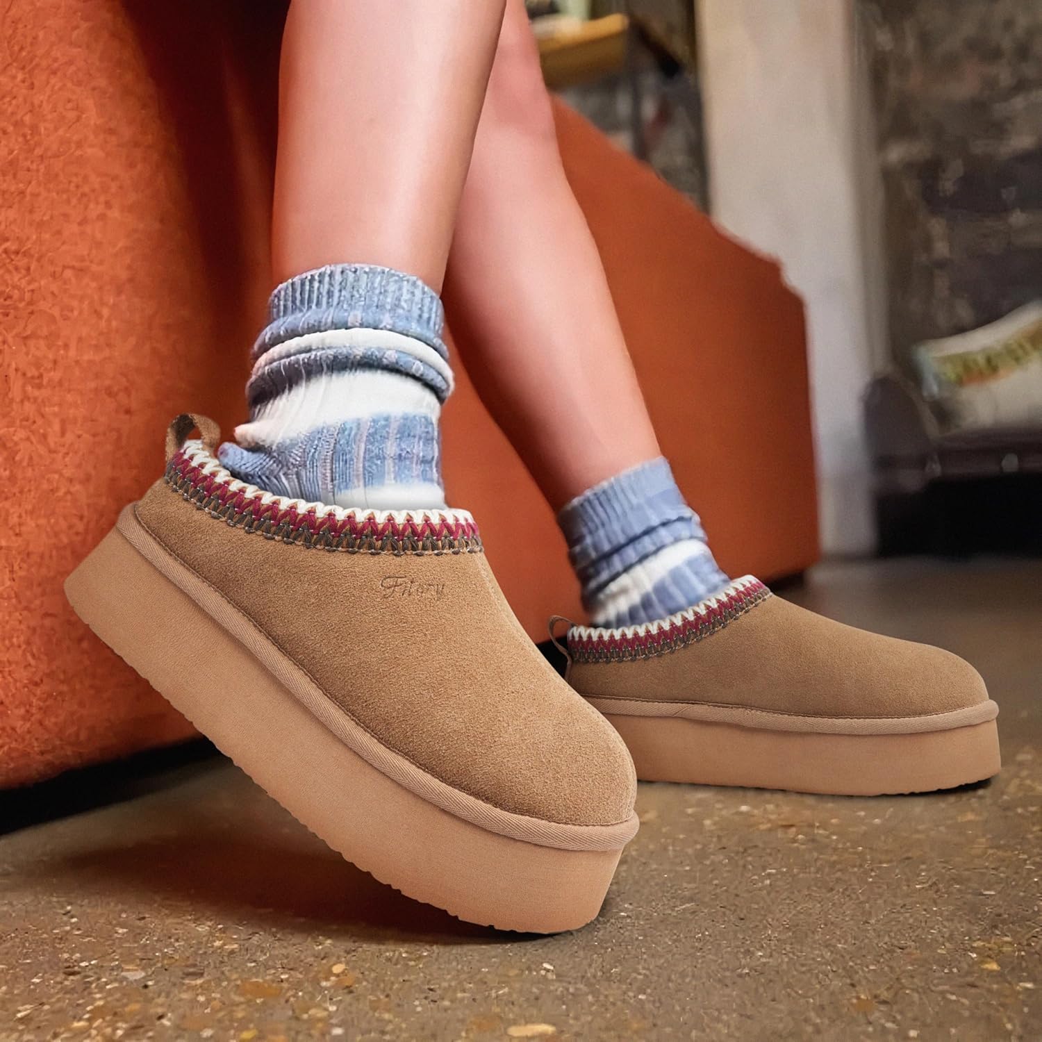WOMEN'S PLATFORM SLIPPERS – COZY SUEDE ANKLE BOOTS WITH FLEECE LINING - Image 4
