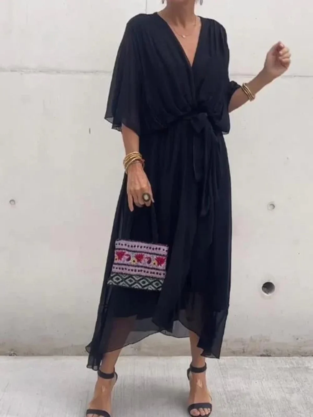TAYLORIA™ – STYLISH & ELEGANT V-NECK CHIFFON DRESS - Image 3