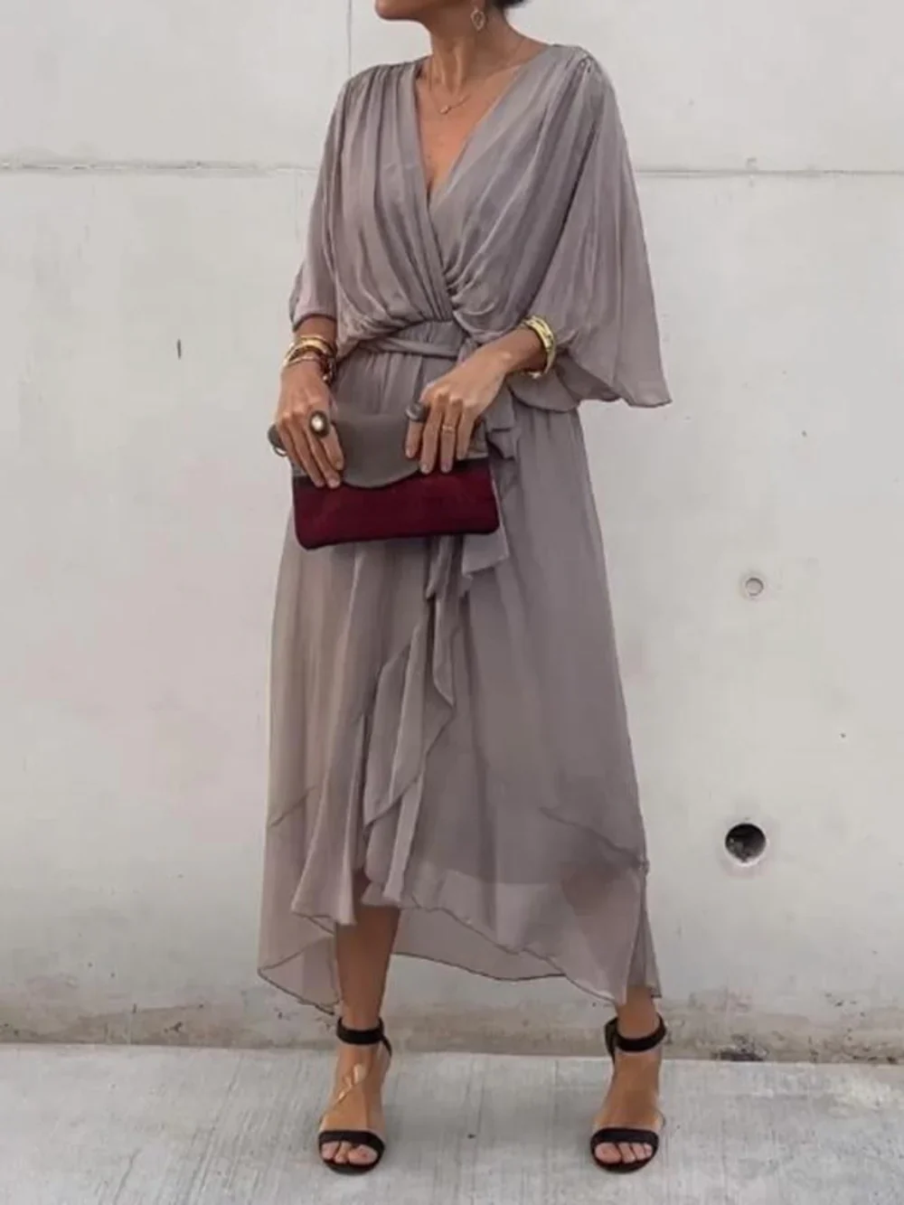 TAYLORIA™ – STYLISH & ELEGANT V-NECK CHIFFON DRESS - Image 4