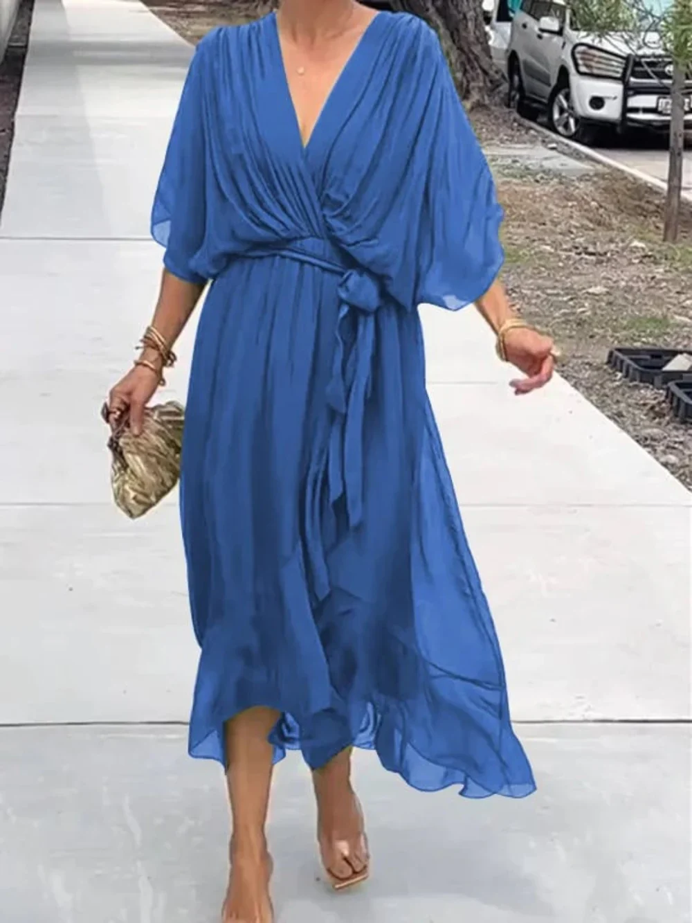 TAYLORIA™ – STYLISH & ELEGANT V-NECK CHIFFON DRESS - Image 6
