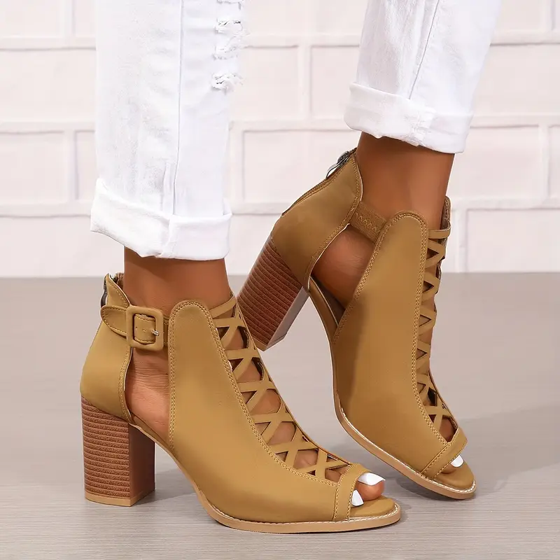TERRI™ WOMEN'S COMFY CHUNKY HEEL FAUX SANDALS - Image 6