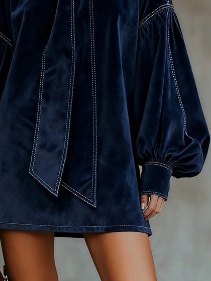 TRINIDAD™ | VELVET MINI DRESS WITH BOW TIE - Image 3