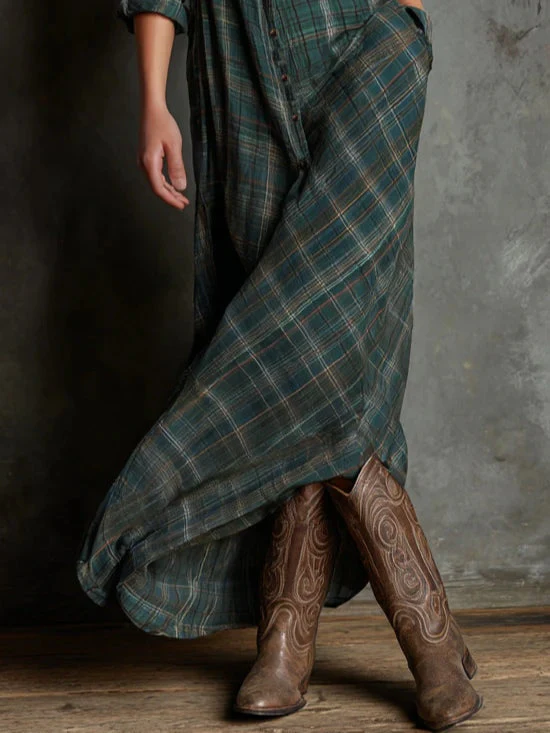 VALENTINA™ | LONG CHECKED DRESS - Image 3