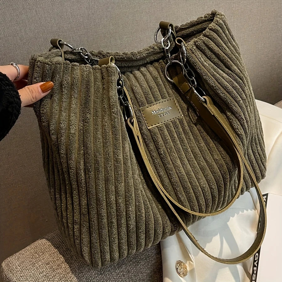 VIVA MUSE™ — SOLID COLOR SEXY CORDUROY TOTE SHOULDER BAG - Image 11