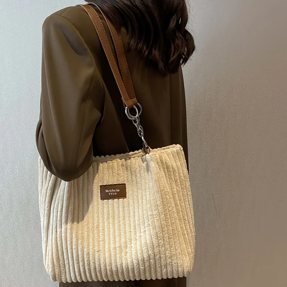 VIVA MUSE™ — SOLID COLOR SEXY CORDUROY TOTE SHOULDER BAG - Image 3